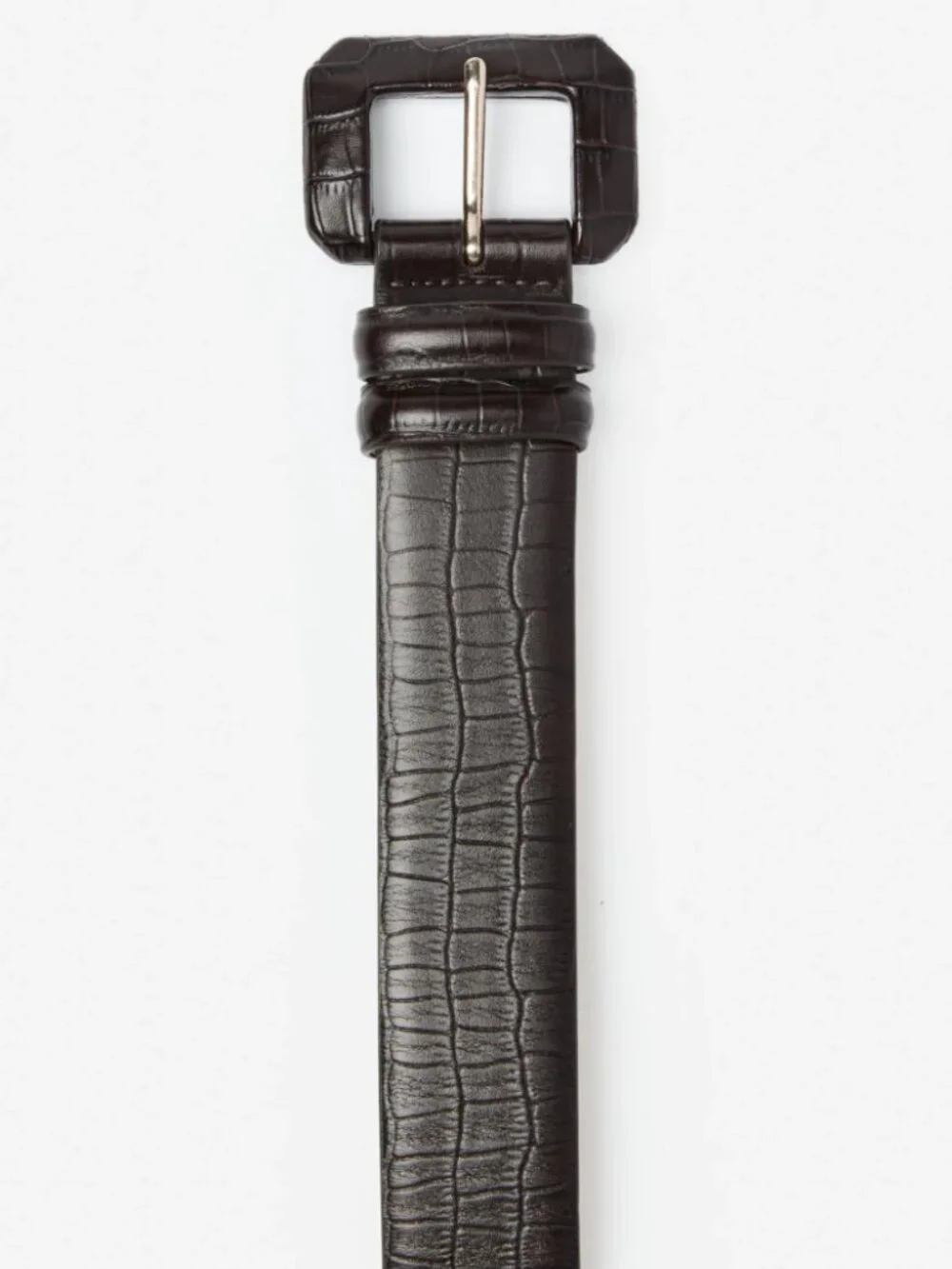 Dacia Leather Belt in Crocodile - DARK BROWN